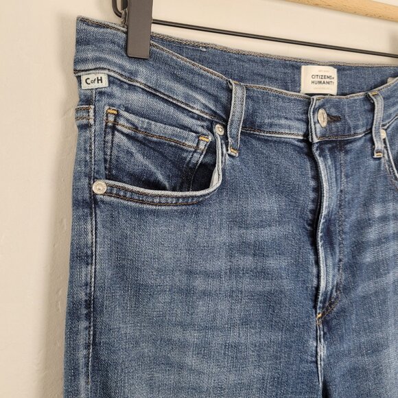 Citizens Of Humanity Isola Straight Crop Jeans Stretch Raw Hem Blue Size 29 - Picture 9 of 16